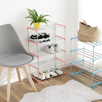 

Simple Multi Layer Shoe Rack Stainless Steel Easy Assemble Storage Shelf Shoe Cabinet