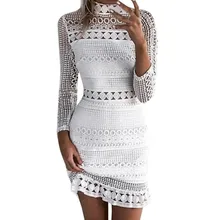 Womens Sexy Lace Bodycon Cocktail Pencil Dress Bandage Dresses Polyester Solid Turtleneck Empire Above Knee, Mini Dress #41010