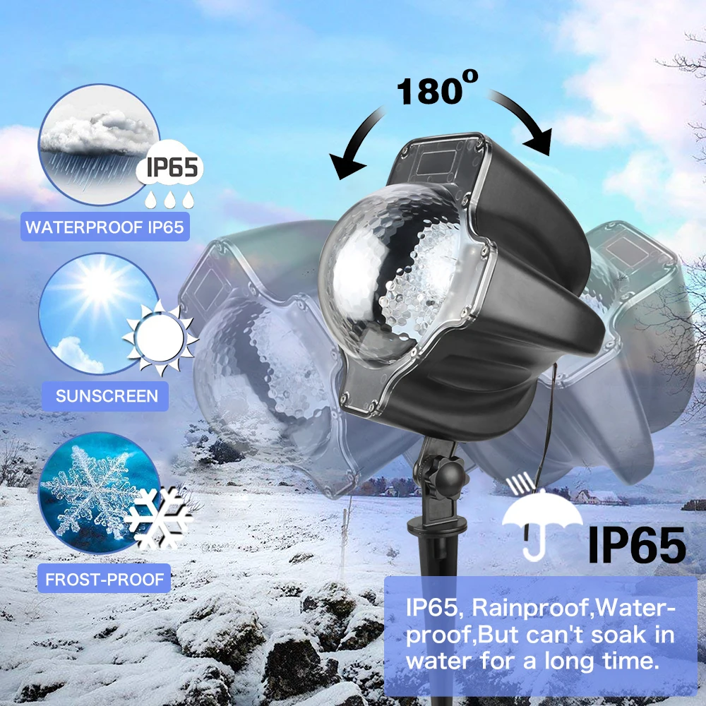 Рождественский светодиодный прожектор с эффектом снегопада, уличный садовый лазерный проектор, светильник для сцены снега, водонепроницаемый IP65, новогодний светильник со снежинками