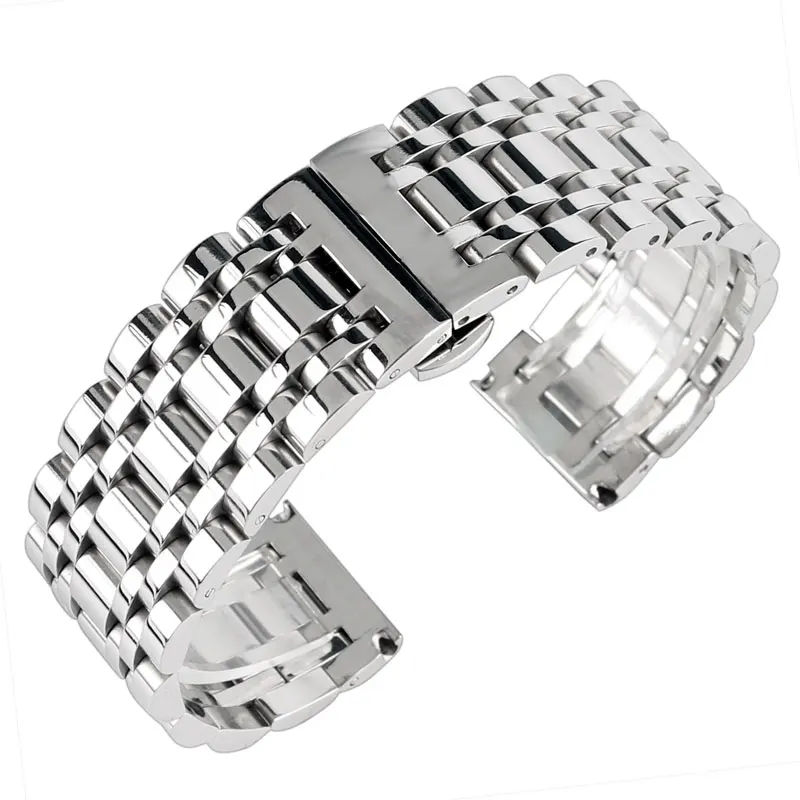 Luxury Silver 20/22/24mm Watchband for Men Women Stainless Steel Watch ...