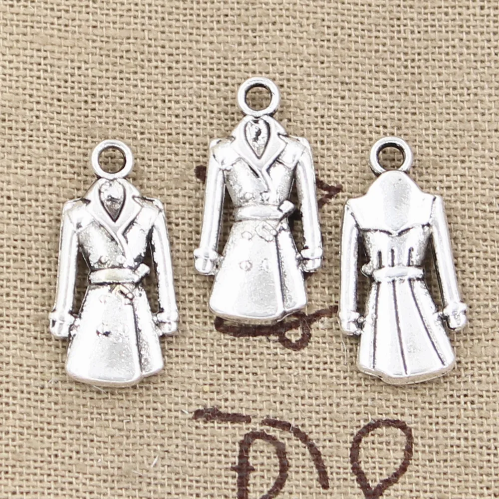 

6pcs Charms overcoat coat trenchcoat 23x11mm Antique Making pendant fit,Vintage Tibetan Silver Bronze,DIY bracelet necklace