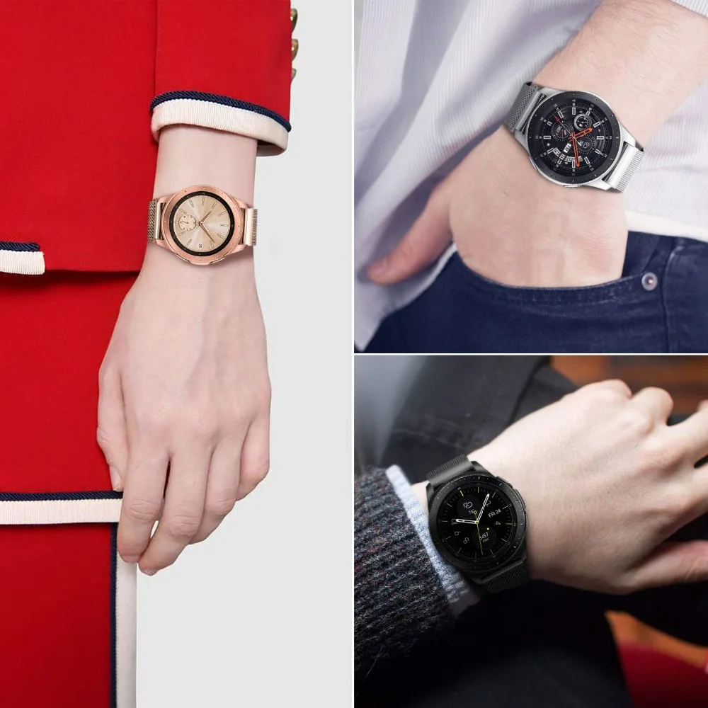 Миланский ремешок для Samsung Galaxy watch 46 мм/42 мм/Active band Gear S3 Frontier/S2/Sport из нержавеющей