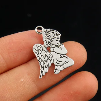 

30pcs Tibetan Silver prayer angel girl beads charms Pendants For Necklace Bracelet Keychains Earring DIY Jewelry making 21x17mm