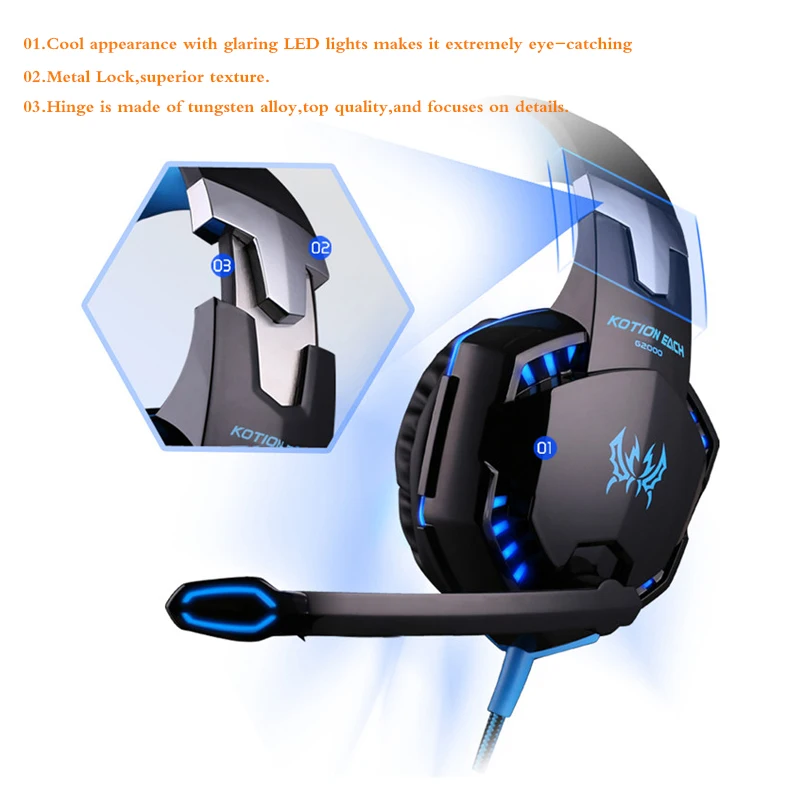 Компьютер стерео игровые наушники kotion каждый G2000 Best шлем глубокий бас Игры