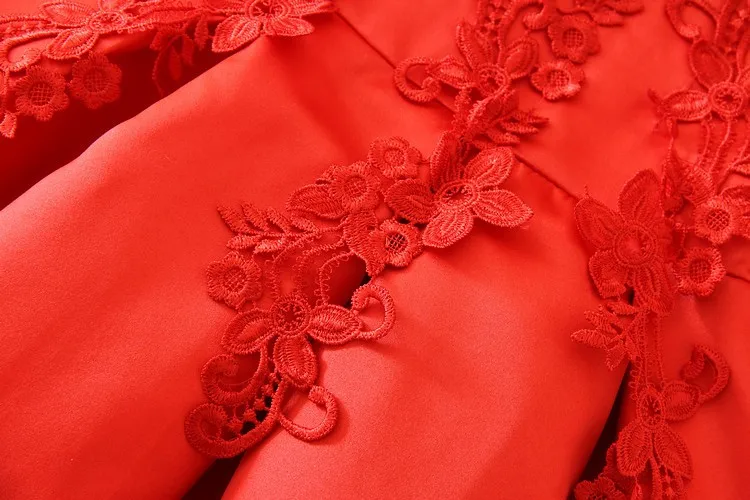 Красное платье Ципао в китайском стиле для маленьких девочек; вечерние платья для девочек; детская одежда на День рождения; новогодняя Детская одежда; YL203