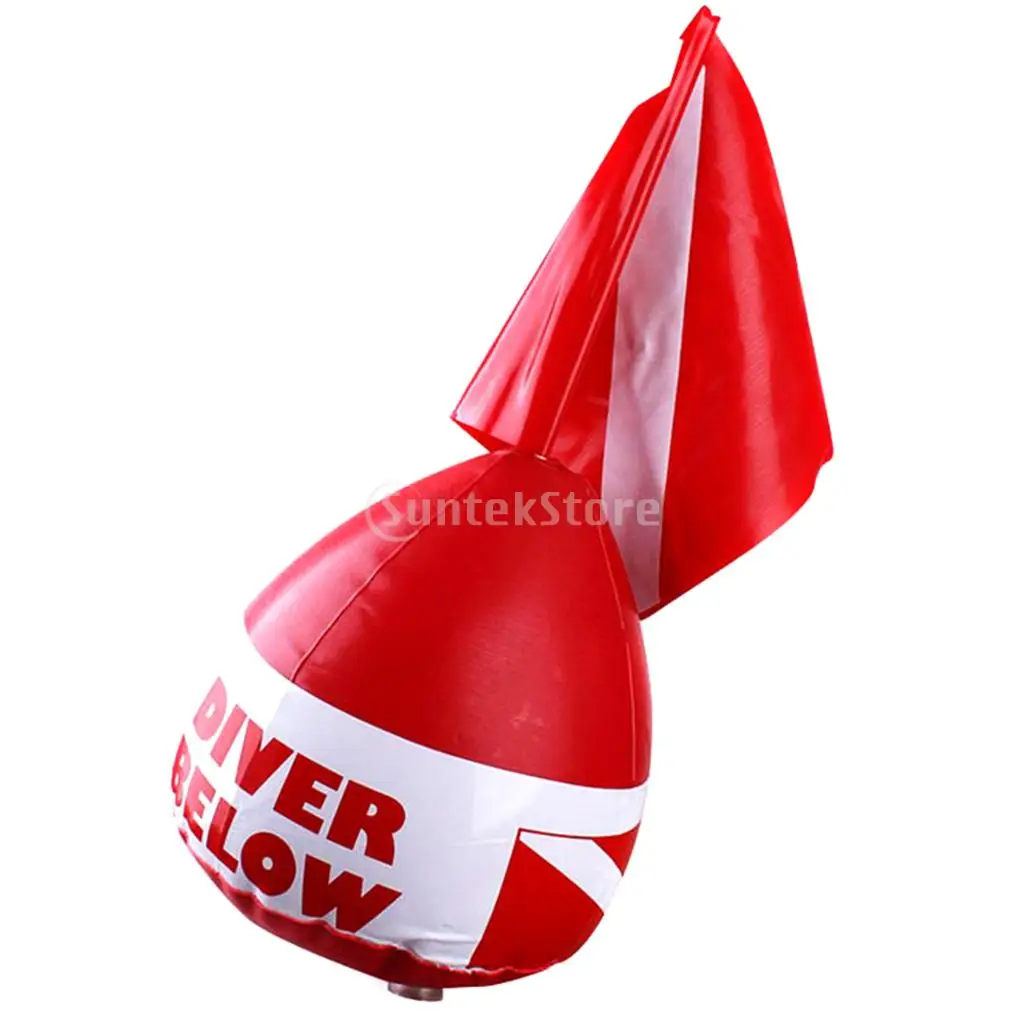Underwater Scuba Diving Snorkeling Inflatable Buoy Float Signal Diver Down Flag with Surface Buoy Marker + Yellow Line