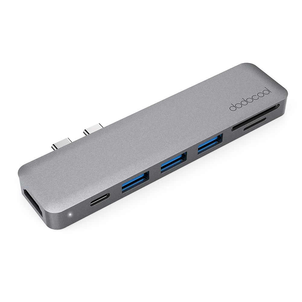 

dodocool Aluminum Alloy 7-in-1 Multiport Hub 4K Video HD Output Port SD/TF Card Reader USB 3.1 Type-C Port and 3 SuperSpeed USB