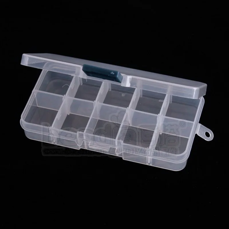

13x7x2.4CM Big Size 10 Cell Box Jewelry Ring Earrings Boxes Compartment Storage Box Display Cases Beads Rings Jewelry Displays