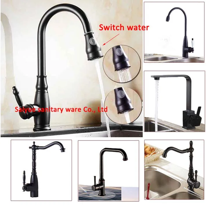 

New Various Antique Brass Bathroom Basin Sink Mixer Taps Deck Mounted Single Holder Swivel Spout Oil rubbed bronze Black Faucet