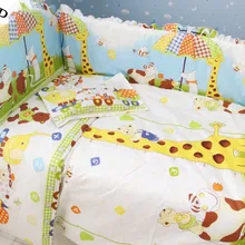Промо-акция! 7 шт набор постельных принадлежностей для малышей мультфильм милые детские постельные принадлежности для кроватки набор одеяло с вышивкой бампер(бампер+ одеяло+ матрац+ подушка