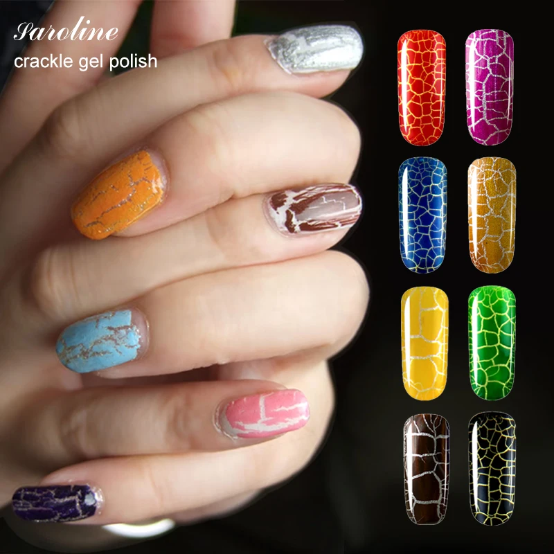 

Saroline 8ml Cracking Shatter Nails Fashion 12 Colors Crackle Gel Nail Polish soak off Crack UV/LED Gel Lacquer Varnish