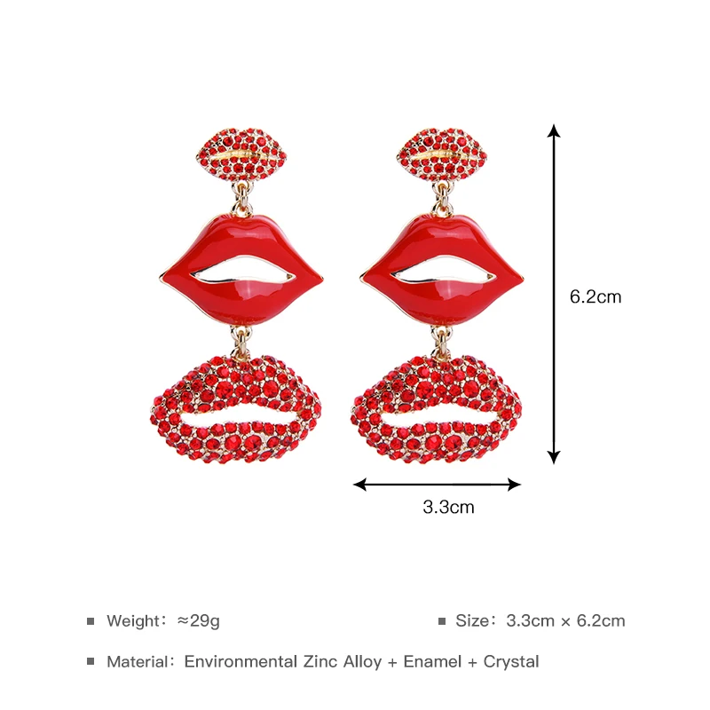 Круглые серьги подвески с эмалью в виде губ|earrings for|earrings reddropping earrings for women |