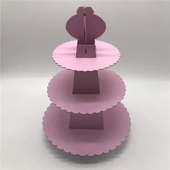 

1set Three Layers Paper Pink Cake Stand Hold Cupcake Snack Kids Birthday Party Baby Shower Dessert Candy Cookies Bar Decorate