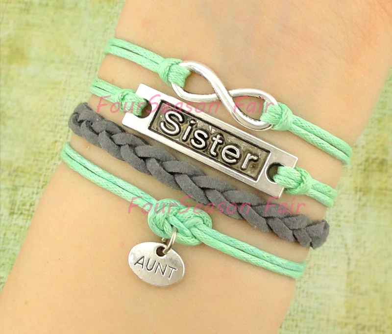 Custom Infinity Love Sister Aunt Charm Bracelet Wax Cords Leather Custom Infinity Love Sister Aunt Charm Bracelet Wax Cords Leather Braid Multilayer Adjule Family Drop Shipping In Bracelets From Jewelry