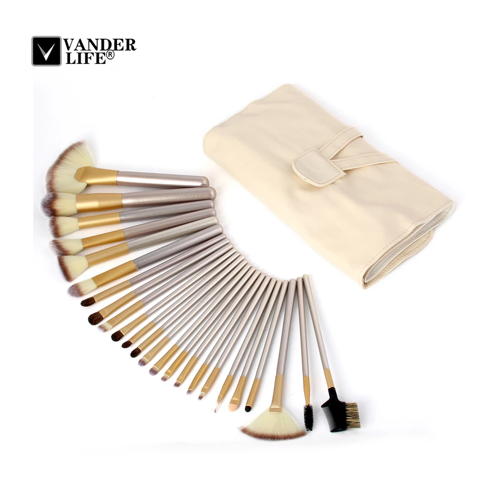 

24 Pcs Professional Makeup Brush Set Tools Professional Makeup Brushes Synthetic kabuki Cosmetic Brush With Leather Pouch
