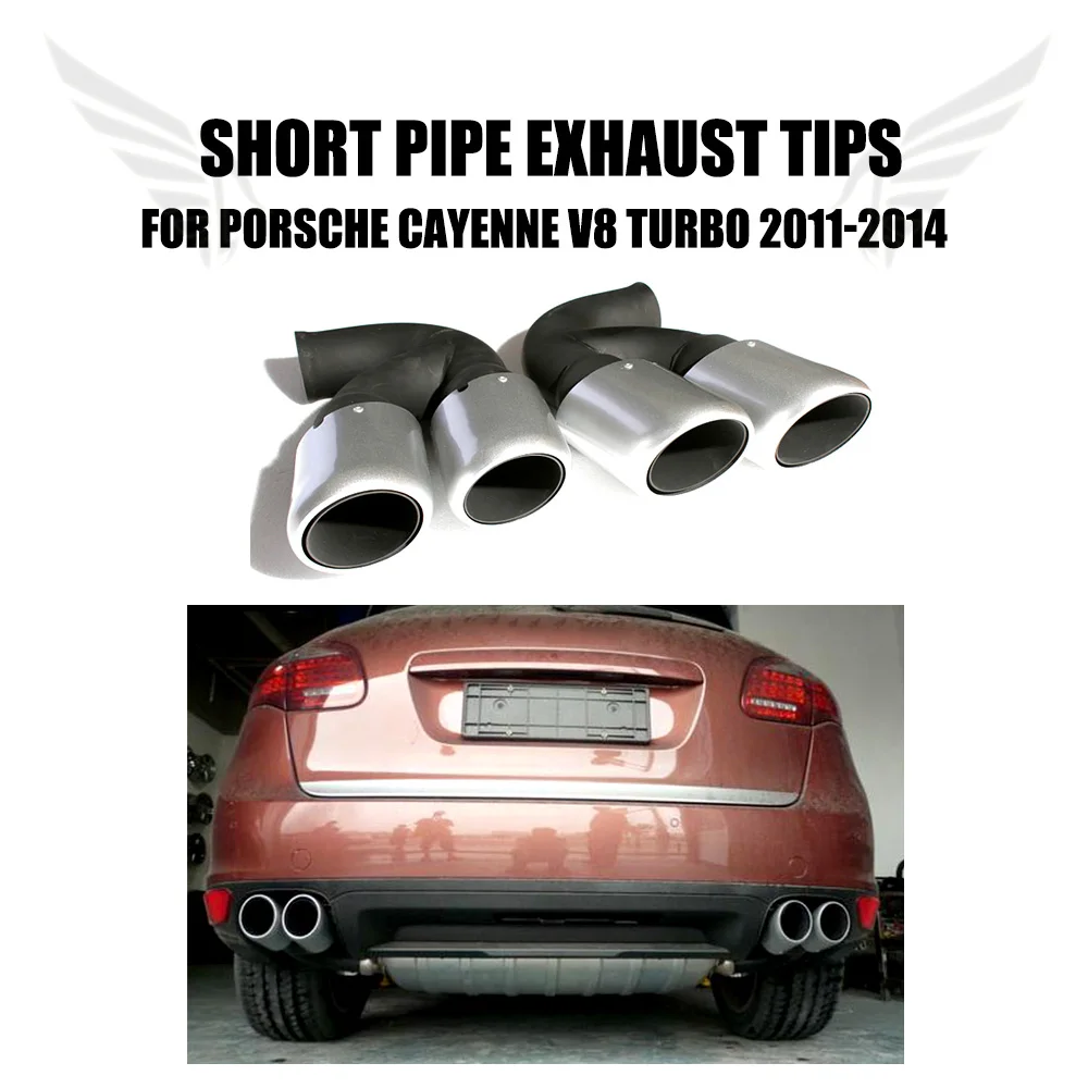 

2PCS/Set Stainless Steel Car Ehaust Tip Tail Muffler Short Pipes Fir for Porsche Cayenne V8 Turbo 2011-2014 Car Styling