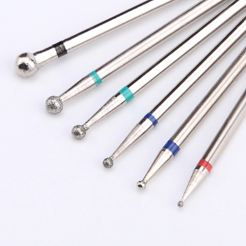 2.35mm Ball Head Nail Drill Bit Polishing Barrel Head Nail Files Bits For Nail Art Manicure Machine Accessories 6Pcs