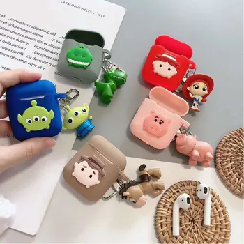 

Toy Story Rex Dinosaur Hamm Red Hearts Jessie Green Alien Headphone Case For Apple Airpods 1 2 Silicone Cartoon protection Cover