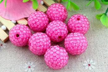 

Kwoi vita Hotpink Clear Resin Rhinestone Ball beads Wholesales AAA Quality 20mm Chunky 100pcs/lotfor Kids Girl Jewelry