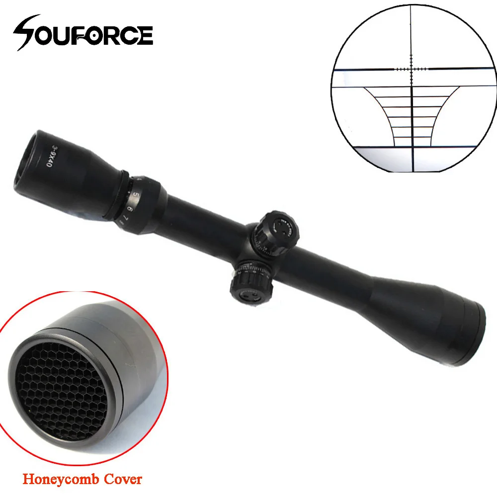 

3-9x40 Hunting Tactical Riflescope with Honeycomb Cover Sunshade Military Sight Scopes 40mm Caliber Optical Sight Scope