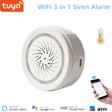 Tuya Умный дом Охранная WiFi сирена сигнализация с датчиком температуры и влажности приложение дистанционное управление Alexa Google Home Совместимость