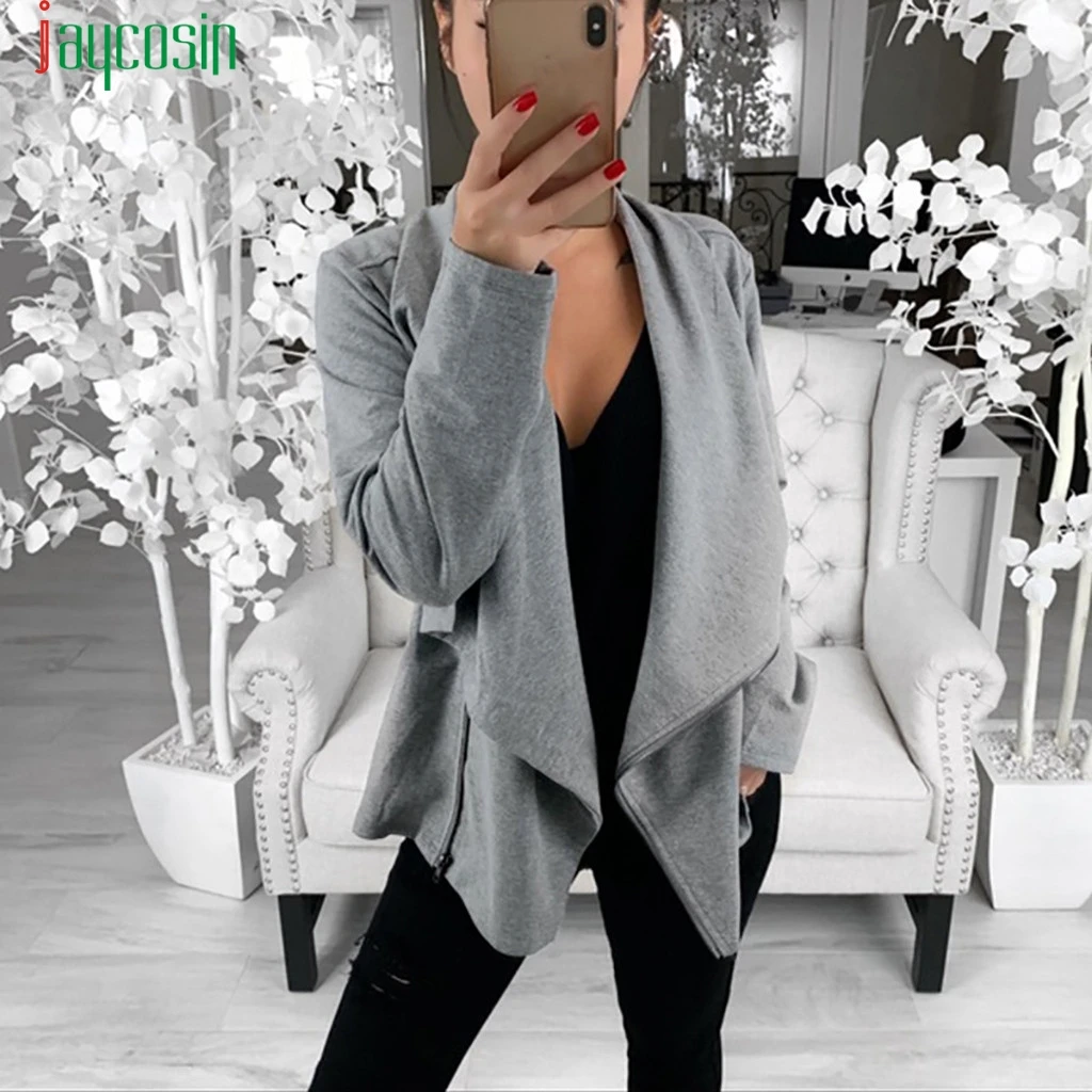 

JAYCOSIN Jacket Fashion Ruffles Outwear coat Women Work Office Open Front Cardigan ladies autumn Loose Long Sleeve Outwear 09