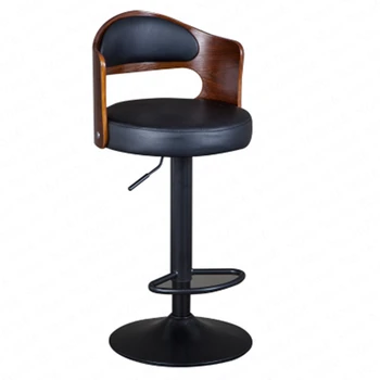 

New European Bar Stool Solid Wood Bar Stool Home Retro Back Lift Rotary High Stool Front Desk Cashier Bar Chair
