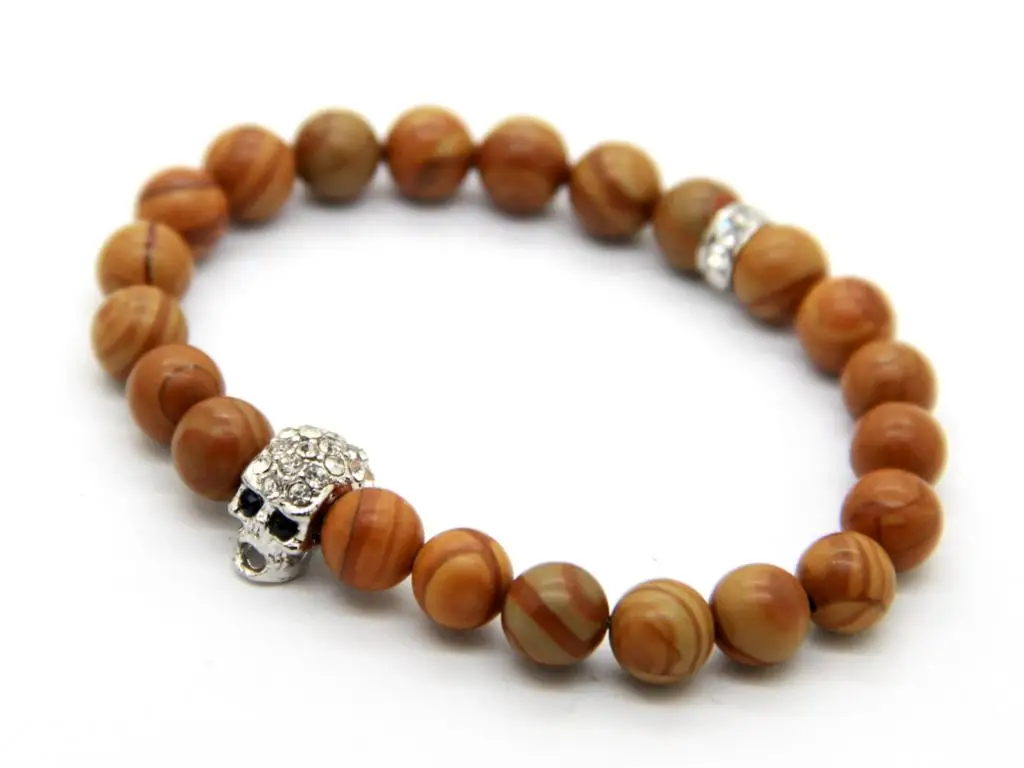 Ailatu Retail New Design Summer Bracelet Wood Grain Stone Beads Bracelet Wood Grain Stone Beads