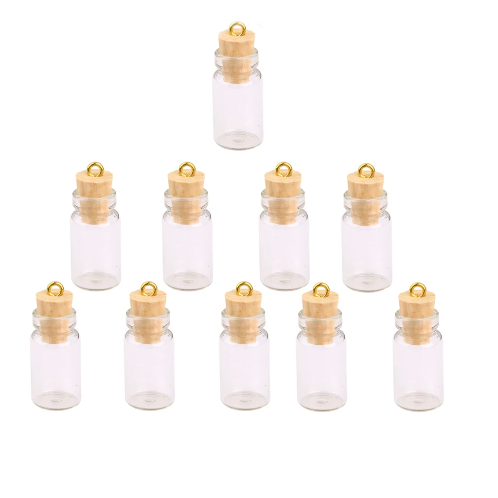 10Pcs Mini Clear Glass Bottles Empty Balls Message Dry Flower Vial Pendant