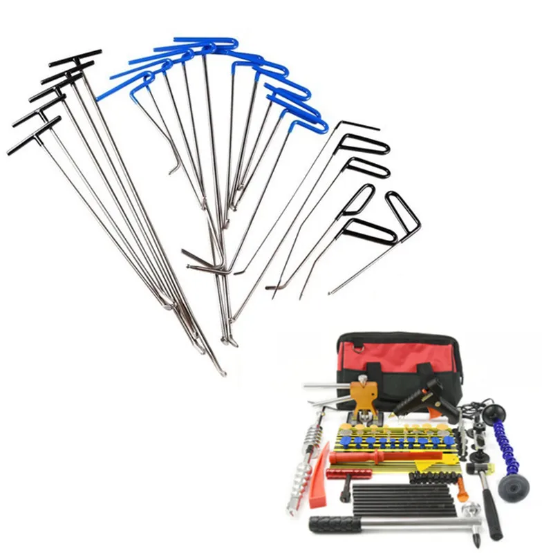 

pdr Hooks Tools Kit Push Rod New Lamp Reflector Board Dent Puller Glue Tabs For Dent Removal Paintless Dent Repair Tools Set