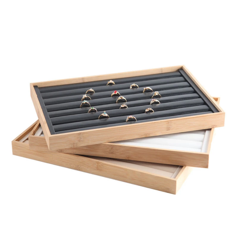 Mordoa New Arrival Bamboo wood Jewelry Display Jewellery Tray Ring Holder Necklaces Organizer Bracelets Showcase Pendants Box jewelry display and packaging