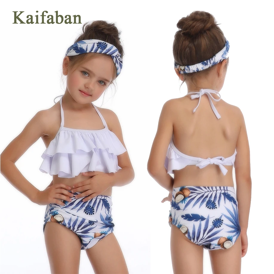 

Girls Kawaii Bandage Flounces Split Bikini Swimsuit Swimwear 2019 High Waist Strap Ruffle Plavky Maillot Tankini Bathing Suit