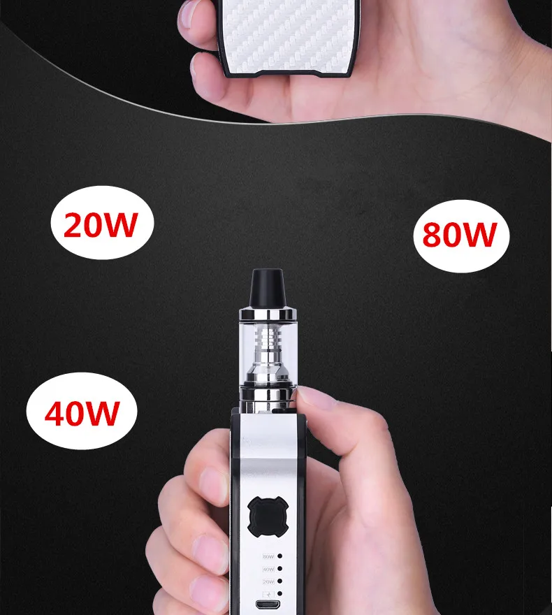 80W Huge Vapor Electronic Cigarette Kit 2200mah Vape Mod Box 2.0ml Vaporizer Hookah Vaper Shisha Pen E Cig Smoke LED Smoking Kit