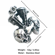 Мужские Мальчики 316L нержавеющая сталь серебро большой двигатель Готический Череп классический кулон