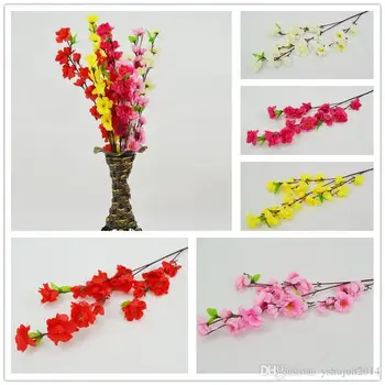 

Wholesale 60CM/24inch Artificial Branches Of Peach Cherry Blossom Silk Flowers Home Wedding Decoration Flower