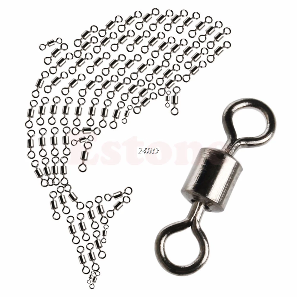 

Fishing Barrel Bearing Rolling Swivel Solid Ring LB Lures Connector 7 Size 100PCSS/ET M08