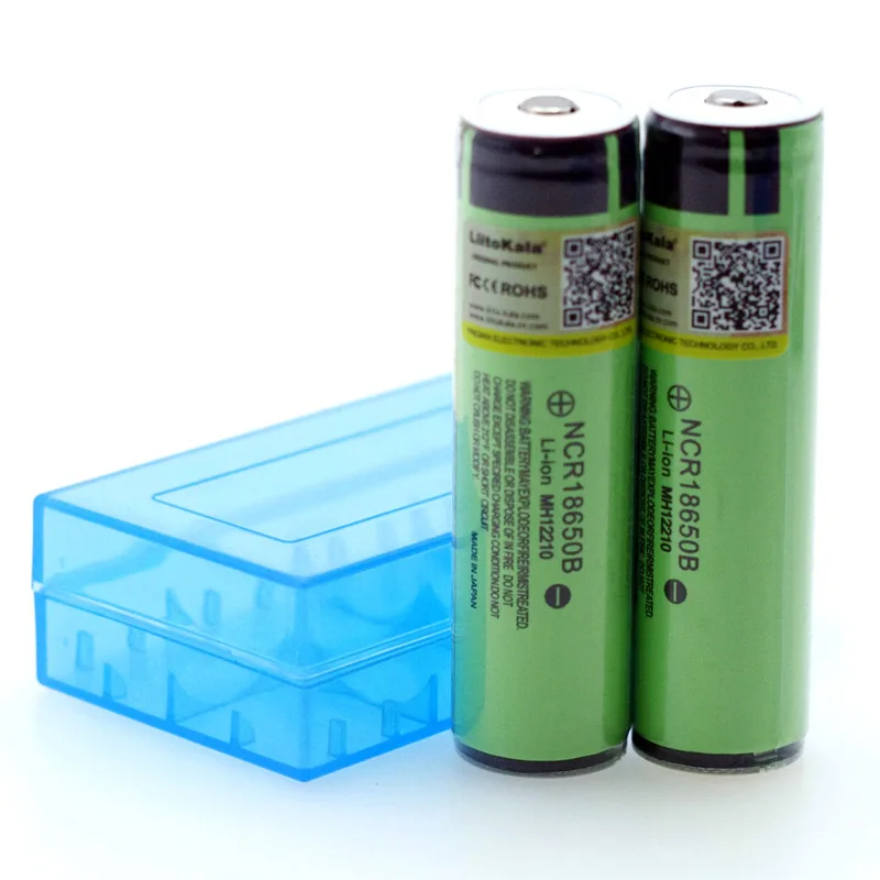 2 шт Liitokala защищенный 18650 NCR18650B 3400mAh перезаряжаемый литий-ионный аккумулятор с PCB 3,7 V для фонарика+ коробка для хранения