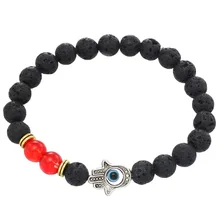 Украшения натуральный вулканический камень красный Булыжный жемчуг ручной серии Фатимы ручной транспортировки бусины браслет