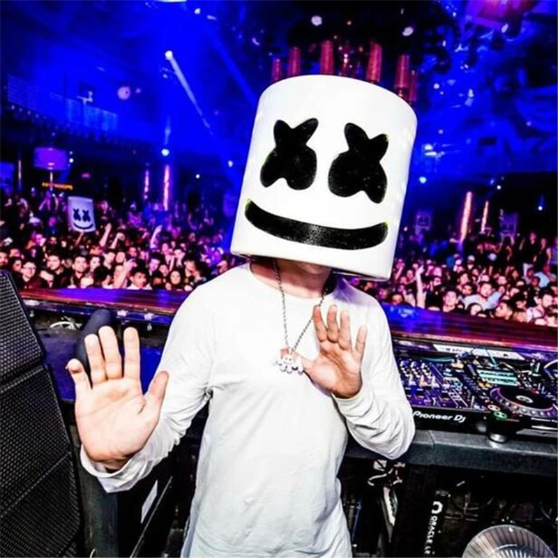 

Marshmello Dj Mask Full Head Helmet Halloween Party Cosplay Costume Props Silicone Facial Face Masks