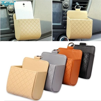 

Universal Car Air Vent Outlet Phone Pocket Leather Storage Box Organizer Debris Bag Holder Pouch