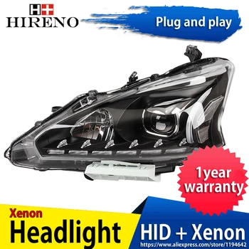 

Hireno Headlamp for 2013-2015 Nissan Altima teana Headlight Headlight Assembly LED DRL Angel Lens Double Beam HID Xenon 2pcs