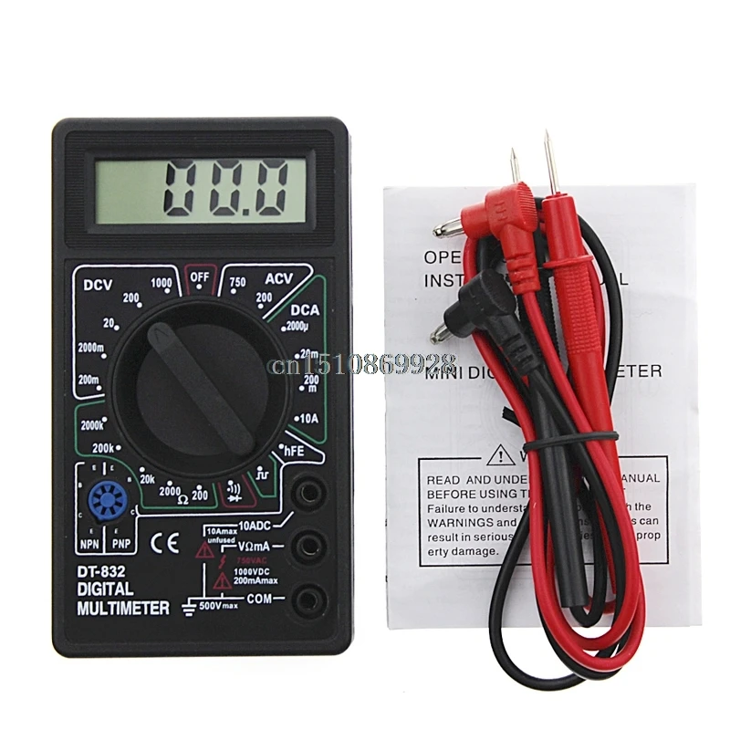 

Multimeter Professional DT832 Digital Multimeter LCD DC AC Voltmeter Ammeter Ohm Tester