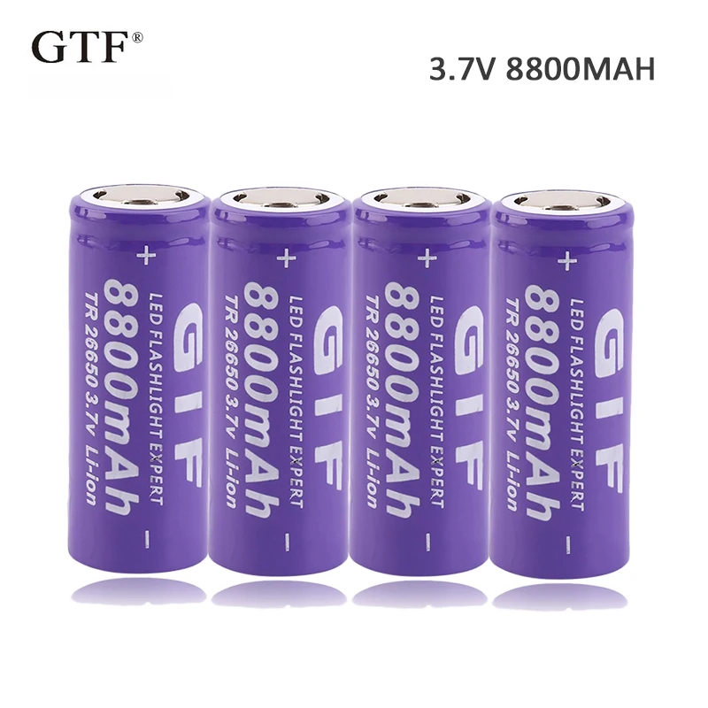

4pcs 3.7V 8800mah 26650 Battery Li-Ion Rechargeable Battery Portable Electronic cigarette battery LED Flashlight Battery