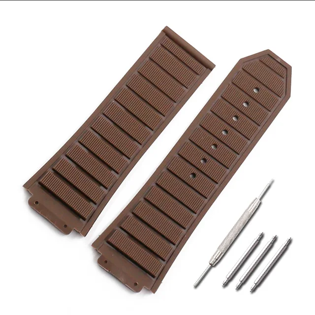 New high quality waterproof soft rubber strap for Hublot series king power accessories 29mmx19mm men's watch accessories Brown