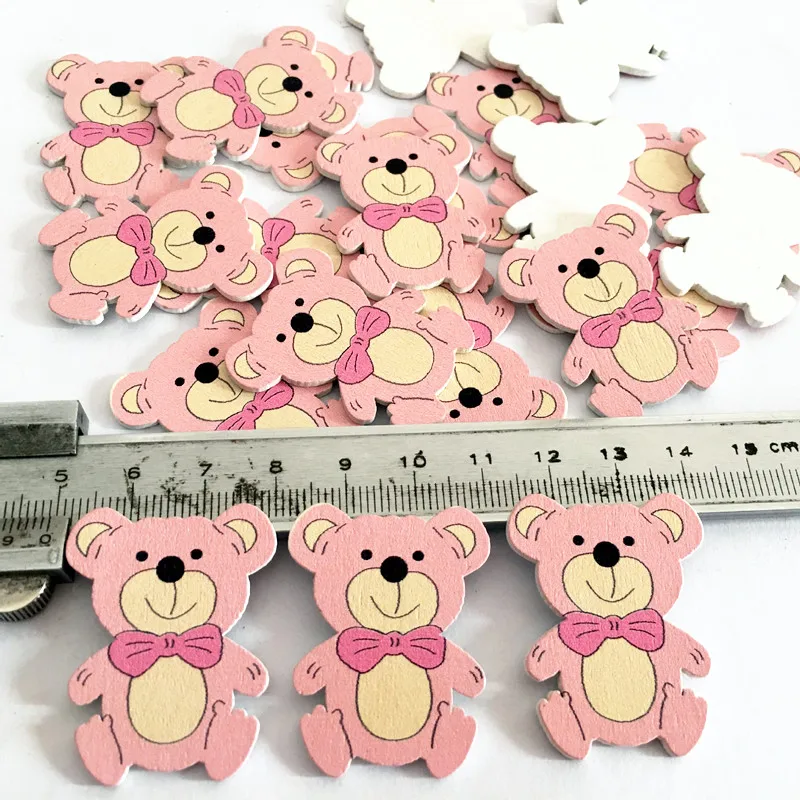 WD049(50), розовый/синий Flactback мультфильм медведь деревянное Животное Бусины для скрапбукинга игрушки DIY найти украшение душевой кабины ребенка