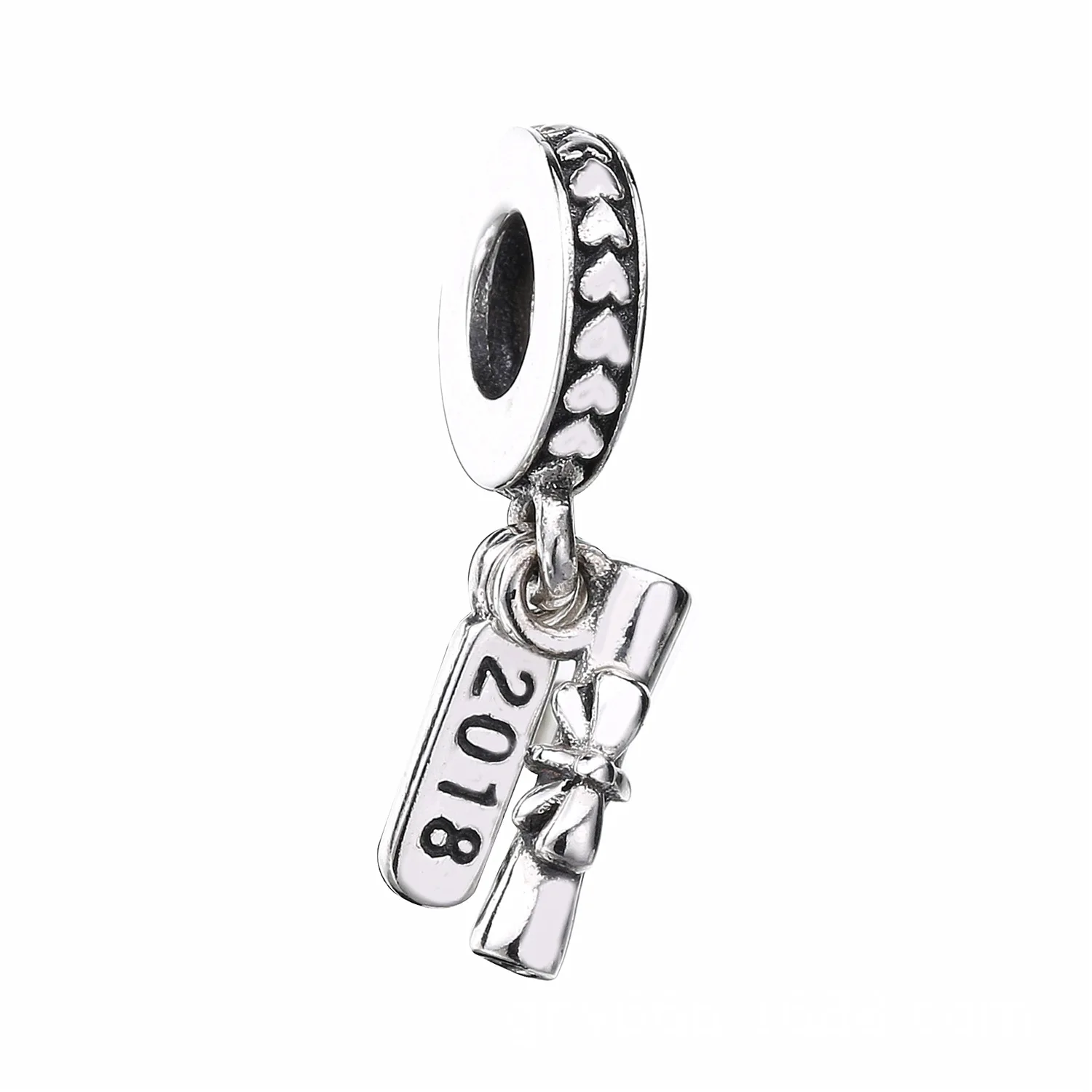 

Authentic 925 Sterling Silver Bead Graduation Scroll Pendant Charm Fit Original Pandora Bracelet & Necklace DIY Jewelry