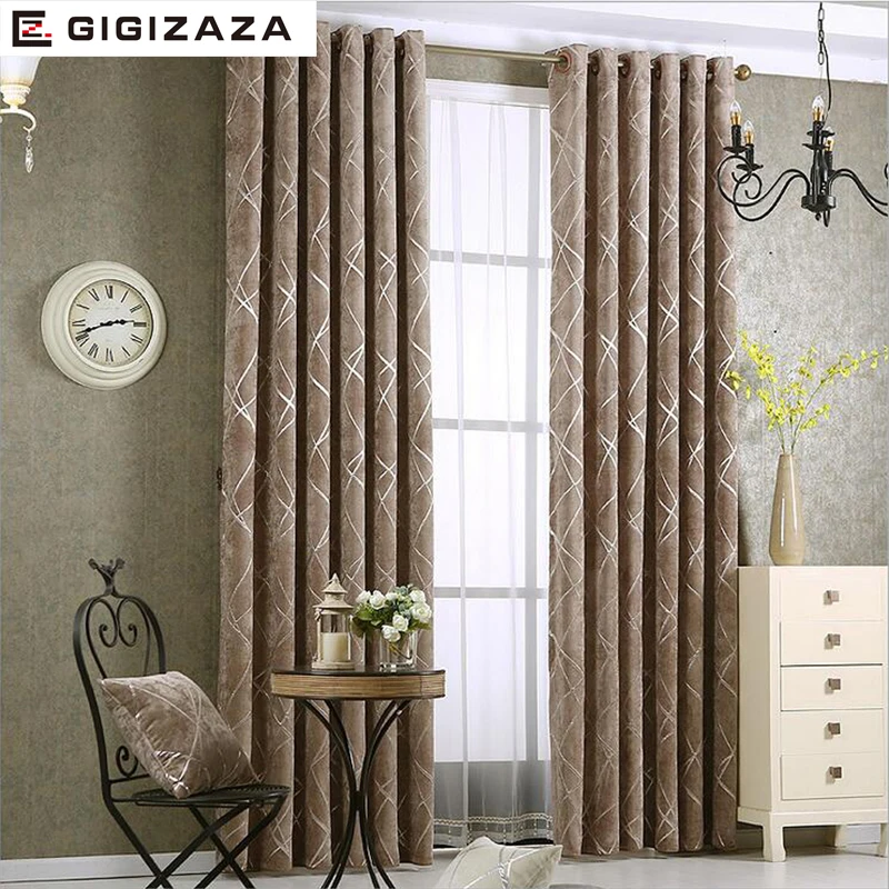

Blackout Jacquard Silver Curtains for Living Room Chenille American Modern Luxury Blind Fabric Geometric Drape Bedroom Window