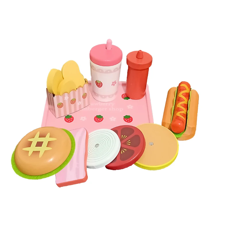 Новые детские игрушки клубника Моделирование Гамбургер картофель фри деревянные игрушки для детей хот-дог набор Kicthen еда игрушки развивающий подарок