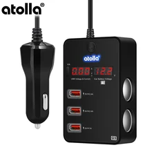 Atolla usb 3,0 концентратор разветвитель автомобильное зарядное устройство 120 Вт 12 В/24 В автомобильный прикуриватель до 3 USB зарядное устройство адаптер+ 2 прикуривателя