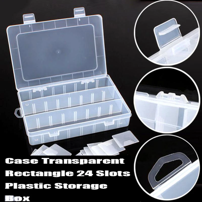 

Life Essential 24 Compartment Storage Accessories Box Practical Adjustable Plastic Case for Bead Rings Jewelry Display Organizer